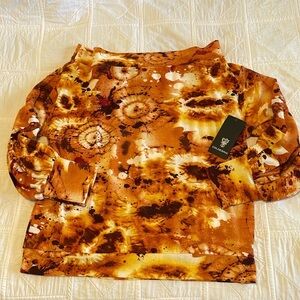 COLDESINA Tye Dye Stevey Off the ShoulderTop, Women’s L, Orange